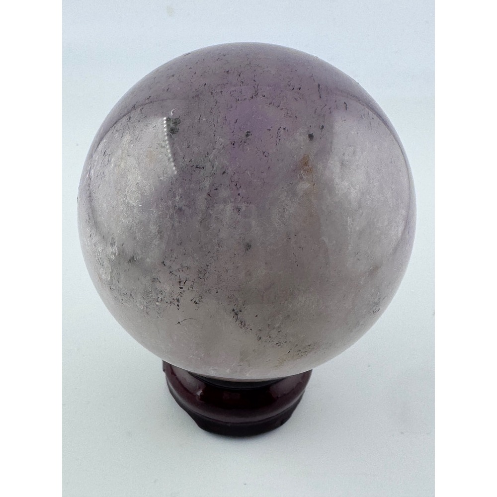 Lavender Amethyst Sphere Crystal Ball with Wooden Stand 3.05" 1lb 5.5oz